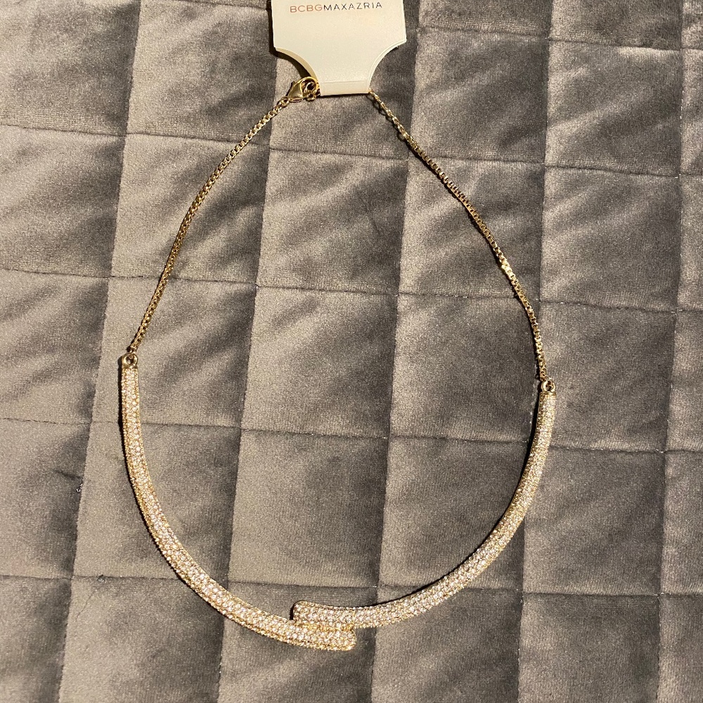 BCBG Gold and Rhinestone collar necklace